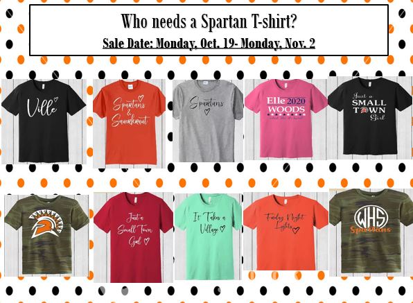 flyer with lots of colorful tshirts and polka dots
